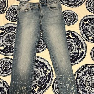 super cute girls jeans-with cute white paint splash at the bottom size 10